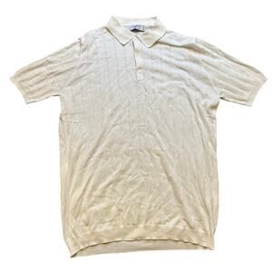 FERRANTE Men's Royal Red Collection Knitted Polo Shirt In Ivory Mens M